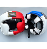 SKANDA Leather Head Guard - Blue & Red