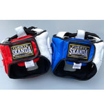 SKANDA Leather Head Guard - Blue & Red